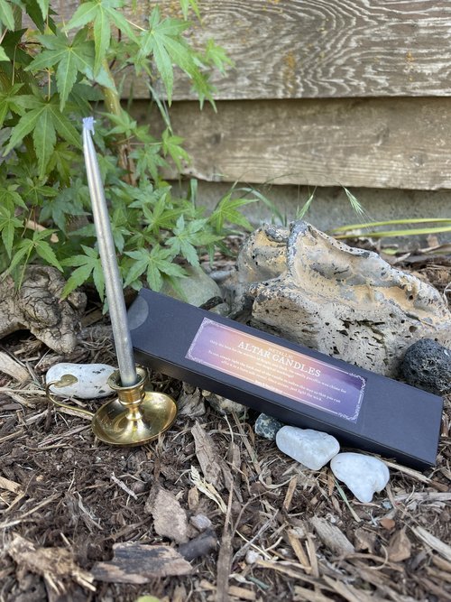 Metallic Gold and Silver Altar Candles 2pk - Bright and Dark Center LLC