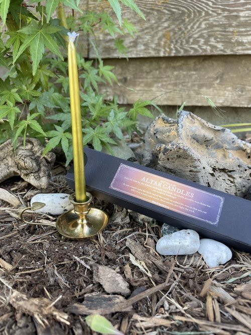 Metallic Gold and Silver Altar Candles 2pk - Bright and Dark Center LLC